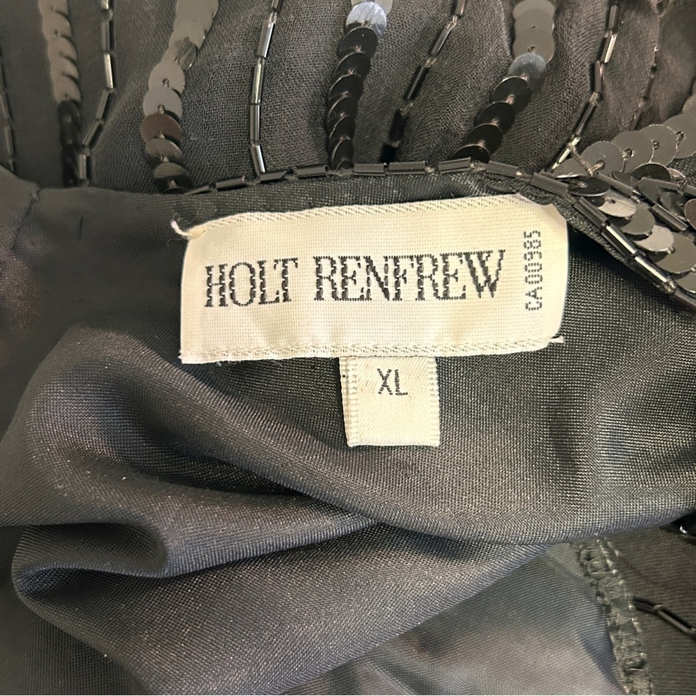 Holt Renfrew Women’s XL Elegant Black Sequin Tunic Top Scalloped Hem Holiday - Picture 8 of 15